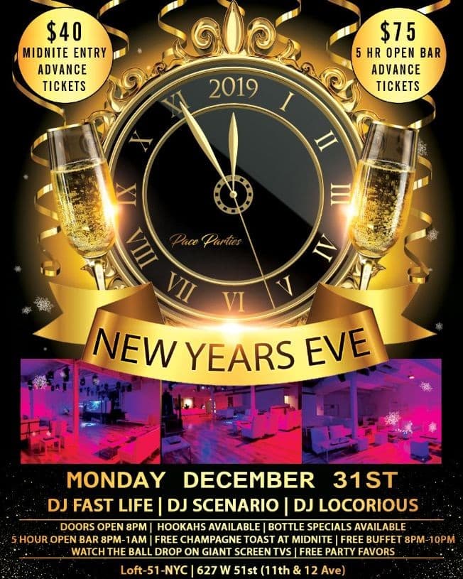 Event - NYE Open Bar 2019 At Loft 51 - New York, New York - December 31, 2018 | concert tickets