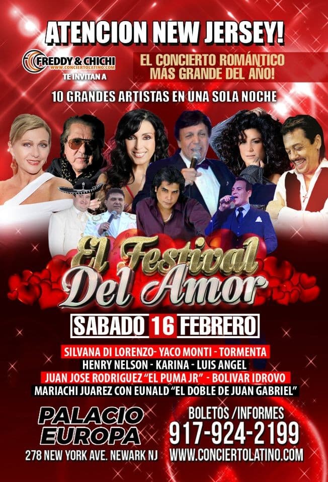 Event - EL FESTIVAL DEL AMOR 2019 EN NEW JERSEY- Silvana - Yaco Monti - Luis Angel - Tormenta - Henry Nelson - Karina Leo - El Puma Jr. - Newark, New Jersey - February 16, 2019 | concert tickets