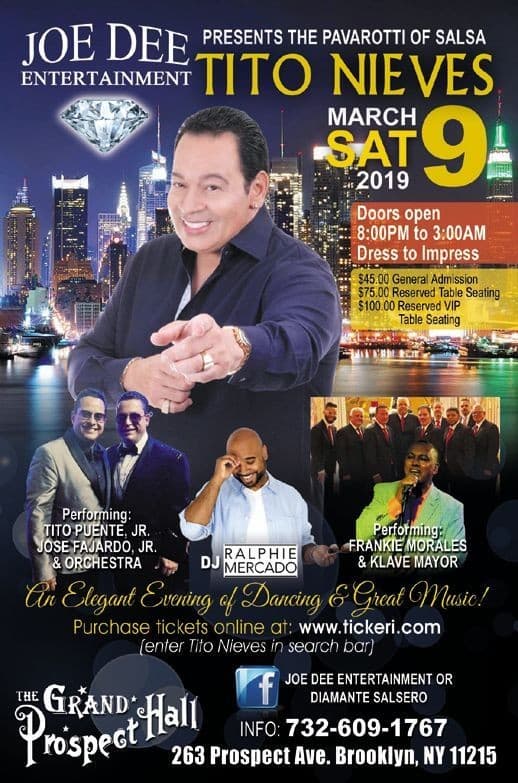 Event - Tito Nieves, an Elegant Evening of Dancing & Great Music! - Brooklyn, New York - March 9, 2019 | concert tickets