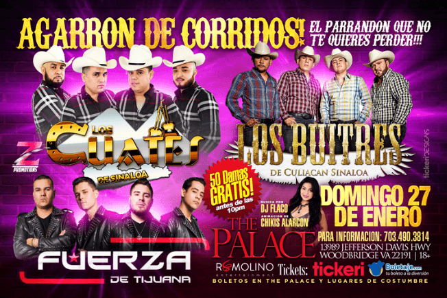 Event - Los Cuates de Sinaloa, Fuerza de Tijuana & Los Buitres de Culiacan Sinaloa en Woodbridge,VA - Woodbridge, Virginia - January 27, 2019 | concert tickets