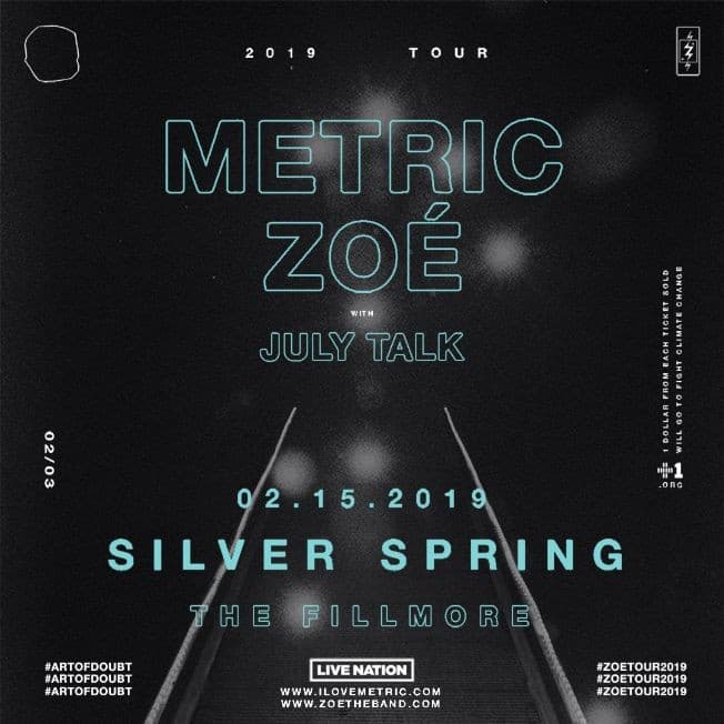 Event - Metric & Zoe en Silver Spring,MD - Silver Spring, Maryland - February 15, 2019 | concert tickets