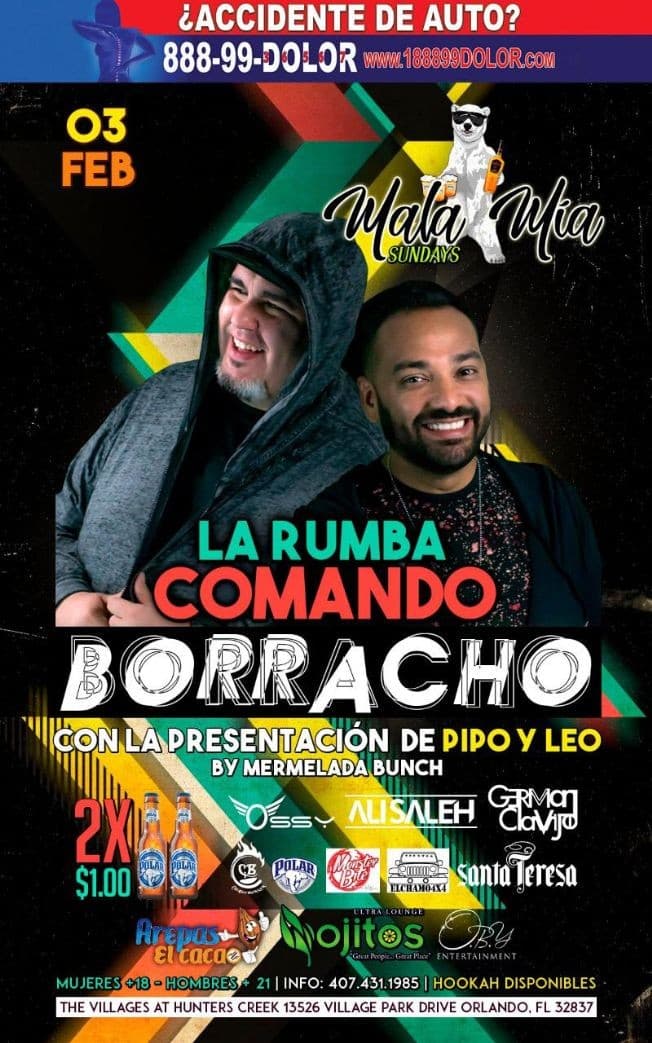 Event - La Rumba Comando Borracho con Pipo & Leo en Orlando,FL - Orlando, Florida - February 3, 2019 | concert tickets