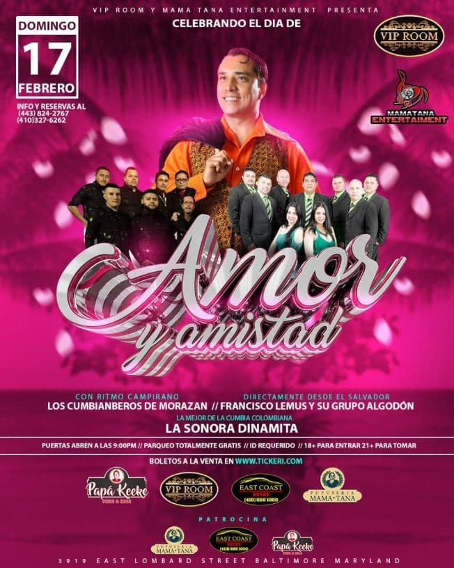 Event - Amor & Amistad con Francisco Lemus y Su Grupo Algodon en Baltimore,MD - Baltimore, Maryland - February 17, 2019 | concert tickets
