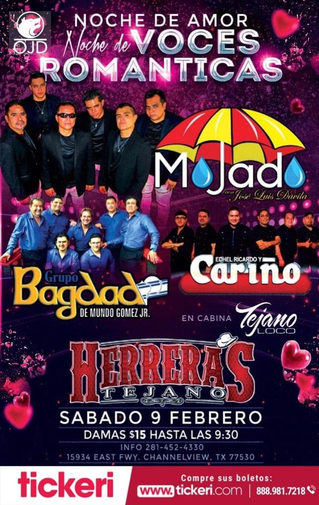 Event - Grupo Mojado, Grupo Bagdad, Grupo Cariño en Concierto en CHANNELVIEW,TX - Channelview, Texas - February 9, 2019 | concert tickets