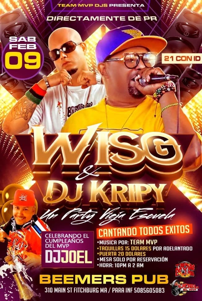 Event - WISO G Y DJ KRIPY EN VIVO - Fitchburg, Massachusetts - February 9, 2019 | concert tickets