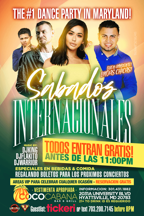 Event - SABADOS INTERNACIONALES EN HYATTSVILLE,MD - Adelphi, Maryland - March 9, 2019 | concert tickets