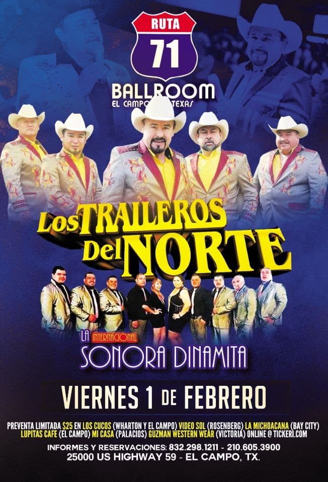 Event - Los Traileros del Norte & Sonora Dinamita - El Campo, Texas - February 1, 2019 | concert tickets