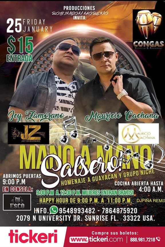 Event - Mano a Mano Salsero / Homenaje a Guayacan y Grupo Niche - Sunrise, Florida - January 25, 2019 | concert tickets