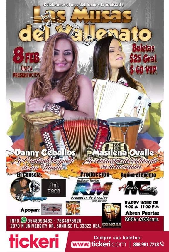Event - Las Musas del Vallenato en Sunrise FL - Sunrise, Florida - February 8, 2019 | concert tickets