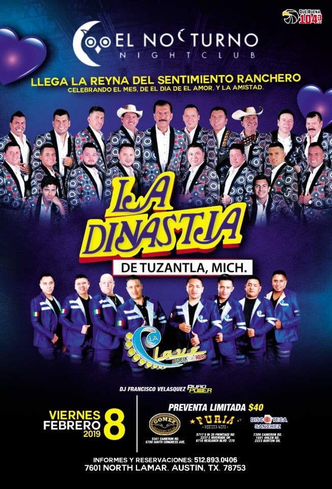 Event - La Dinastia de Tuzantla, Clave De Mexico - Austin, Texas - February 8, 2019 | concert tickets