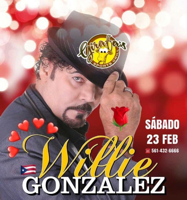 Event - WILLIE GONZALEZ(SALSA) en Concierto en GIRAFA’S !!! - West Palm Beach, Florida - February 23, 2019 | concert tickets