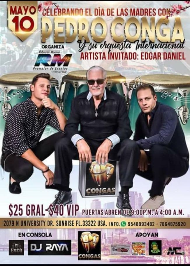 Event - Pedro Conga y Su Orquesta en Sunrise,FL POSTPONED - Sunrise, Florida - May 10, 2019 | concert tickets