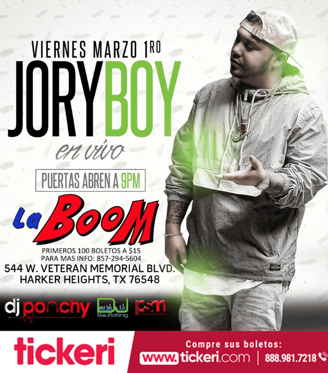 Event - Jory boy en Concierto en Harker Heights,TX - Harker Heights, Texas - March 1, 2019 | concert tickets