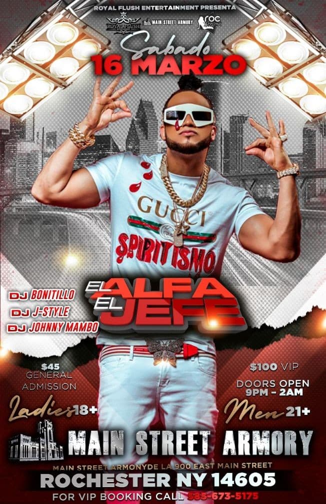 Event - EL ALFA EL JEFE - Rochester, New York - March 16, 2019 | concert tickets