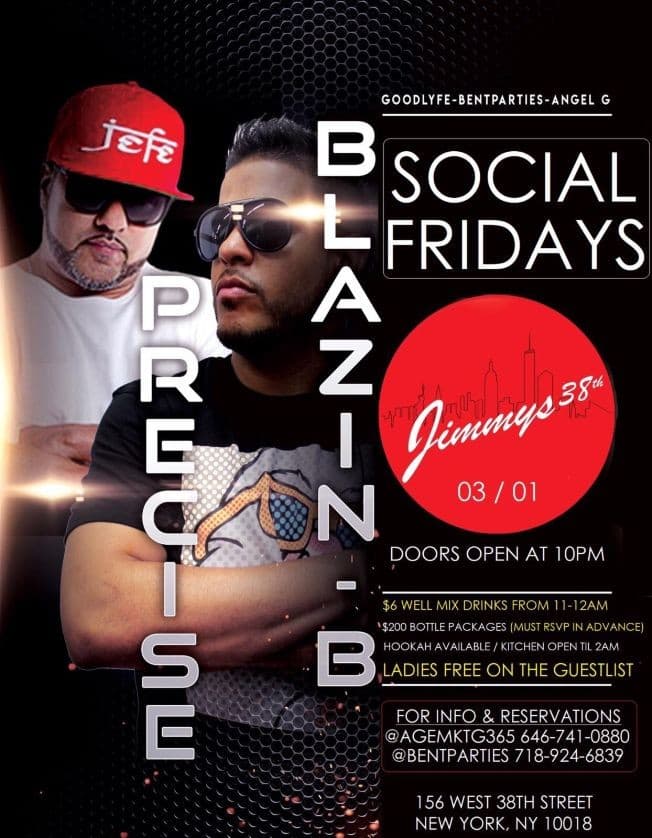 Event - Social Fridays At Jimmys NYC - New York, New York - 1 de marzo de 2019 | concert tickets