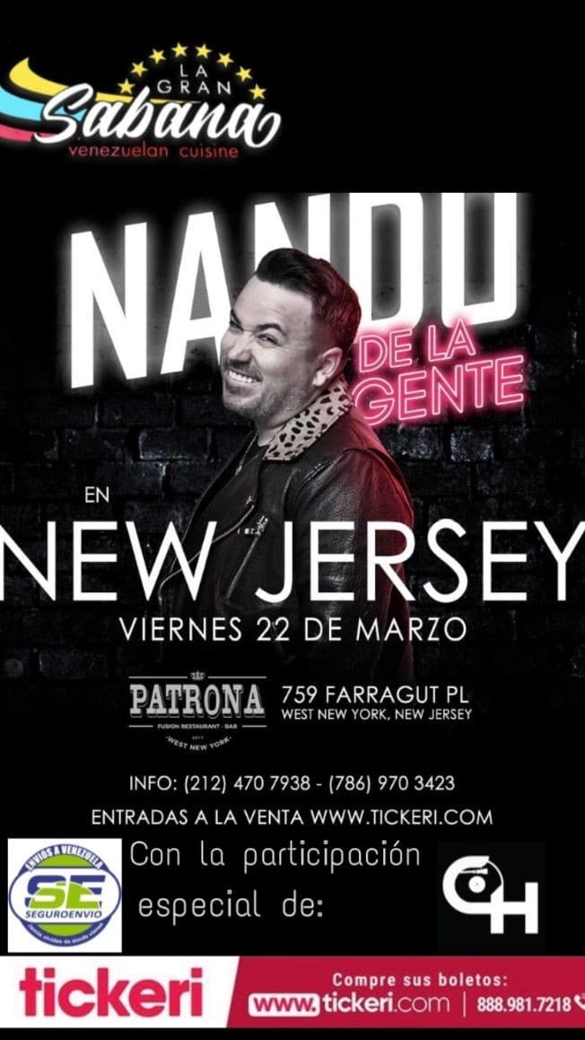Event - Nando de la Gente en New Jersey - West New York, New Jersey - 22 de marzo de 2019 | concert tickets