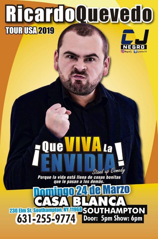 Event - Ricardo Quevedo “Que Viva la Envidia” - Southampton, New York - 24 de marzo de 2019 | concert tickets