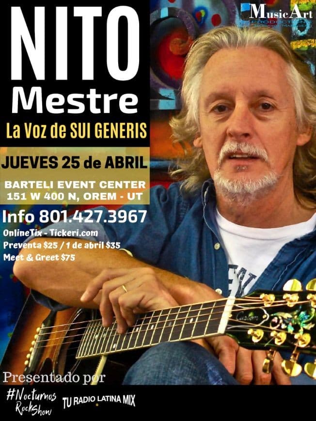 Event - NITO MESTRE "La Voz de SUI GENERIS" en Vivo en Utah - Orem, Utah - April 25, 2019 | concert tickets