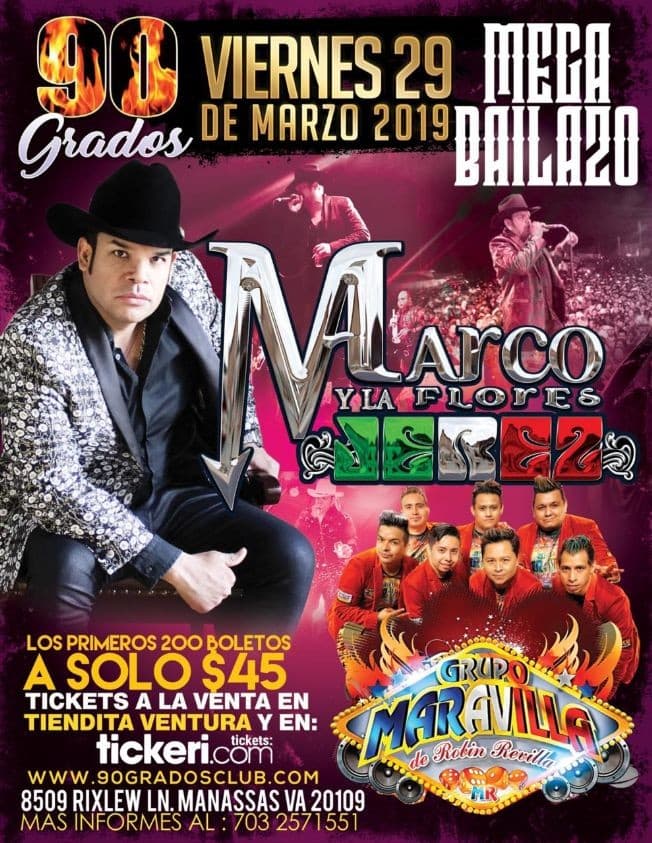 Event - Marco y La Flores Jerez en Manassas,VA - Manassas, Virginia - March 29, 2019 | concert tickets