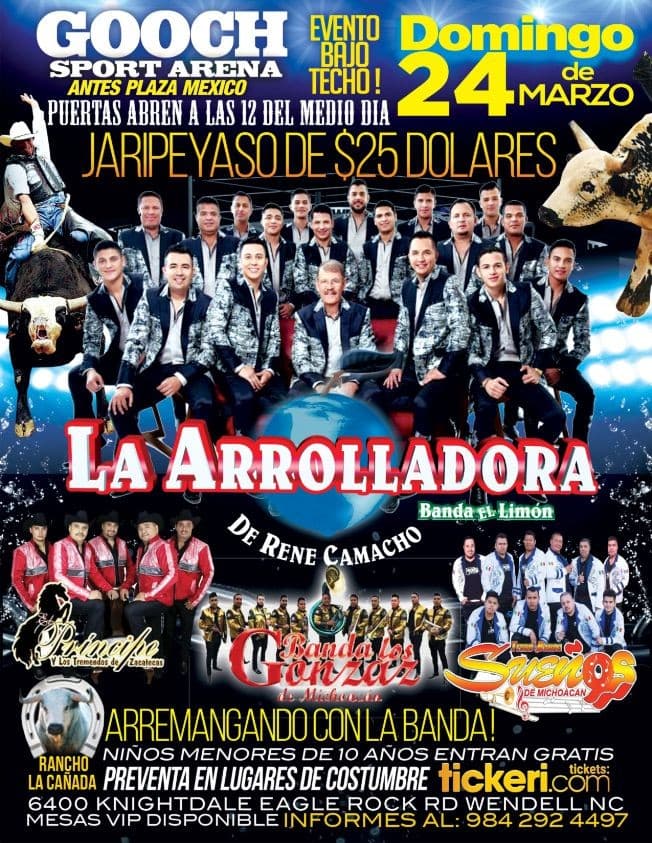 Event - LA ARROLLADORA BANDA EL LIMON DE RENE CAMACHO EN WENDELL NC - Wendell, North Carolina - March 24, 2019 | concert tickets