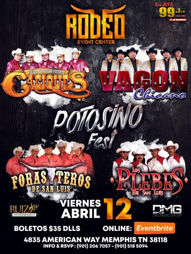 Event - Caciques, Vagon Chicano, Forasteros de San Luis & Los Plebes de San Luis en Memphis,TN - Memphis, Tennessee - April 12, 2019 | concert tickets