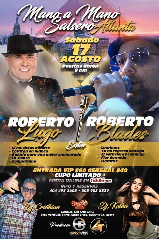Event - Mano a Mano Salsero con Roberto Lugo y Roberto Blades en Atlanta - Duluth, Georgia - August 17, 2019 | concert tickets