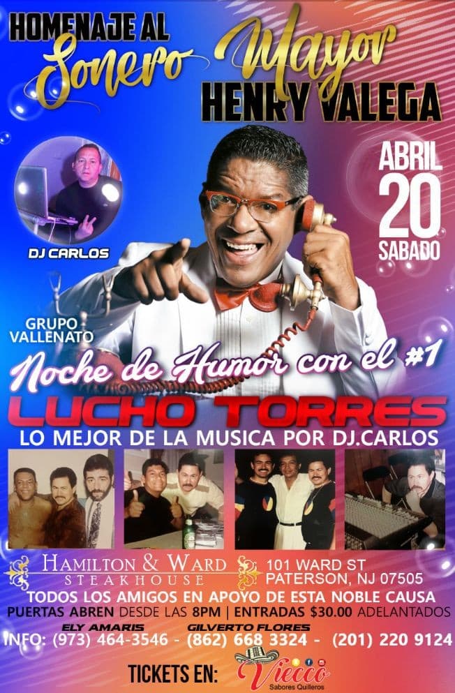 Event - Homenaje Al Sonero Mayor Henry Valega - Paterson, New Jersey - April 20, 2019 | concert tickets