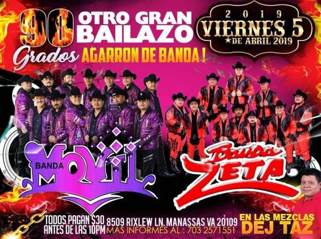 Event - Otro Gran Bailazo con Banda Movil y Banda Zeta - Manassas, Virginia - April 5, 2019 | concert tickets