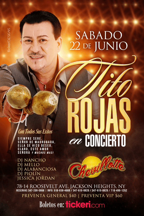 Event - Tito Rojas  en Concierto en Jackson Heights,NY - Jackson Heights, New York - June 22, 2019 | concert tickets