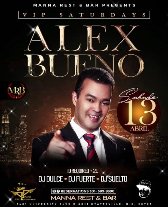 Event - Alex Bueno - Hyattsville, Maryland - April 13, 2019 | concert tickets