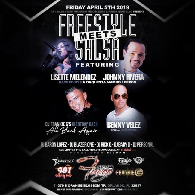 Event - Freestyle Meets Salsa Featuring Johnny Rivera & Lisette Melendez - Orlando, Florida - 5 de abril de 2019 | concert tickets