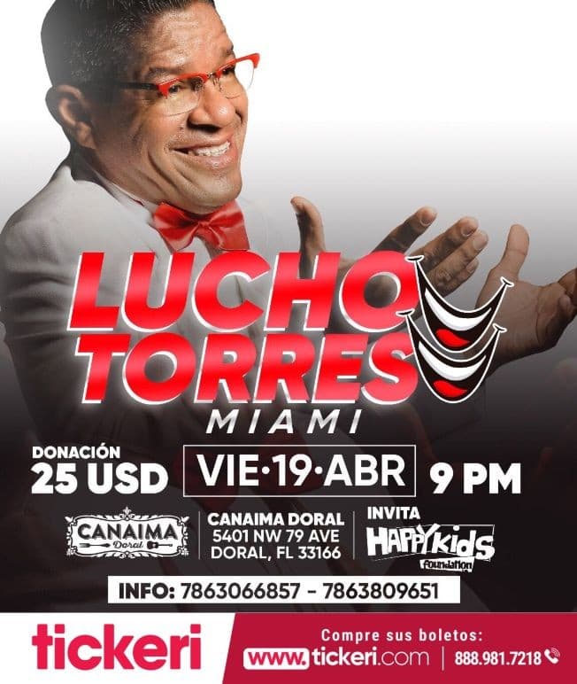 Event - Lucho Torres en Stand Up Comedy en Doral,FL - Doral, Florida - April 19, 2019 | concert tickets