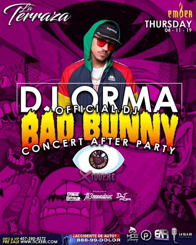 Event - Bad Bunny Official After Party - Orlando, Florida - April 11, 2019 | concert tickets