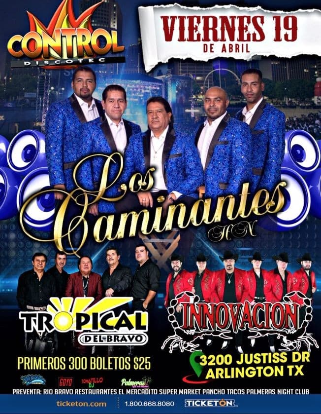 Event - Los Caminantes, Innovacion y Tropical del Bravo en Concierto - Arlington, Texas - April 19, 2019 | concert tickets