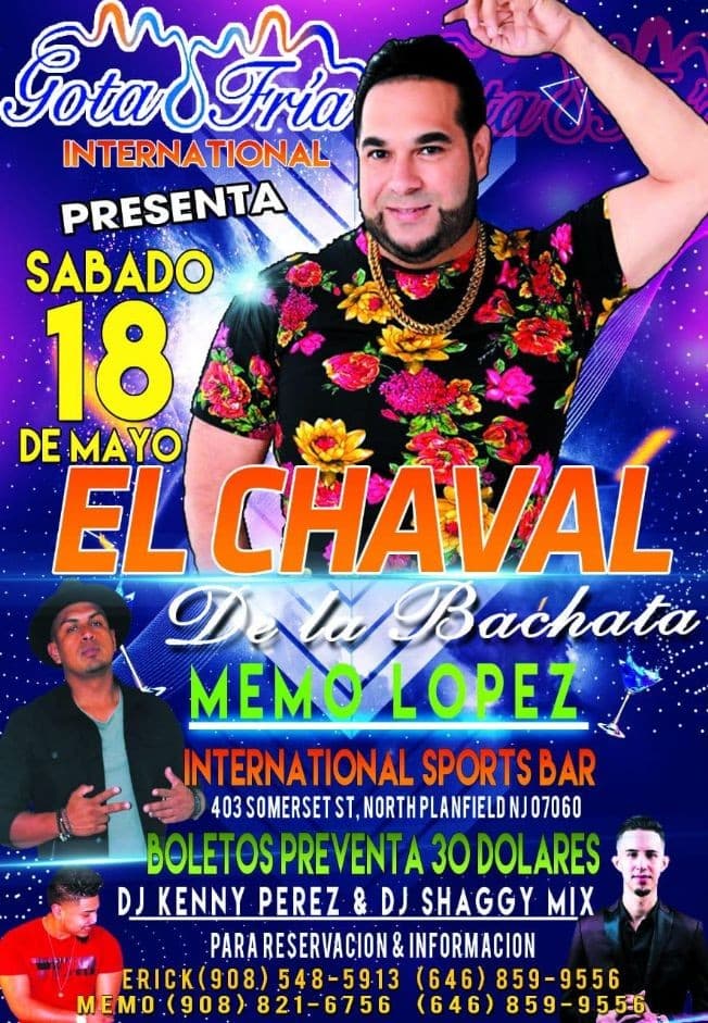 Event - El Chaval de la Bachata - North Plainfield, New Jersey - May 18, 2019 | concert tickets