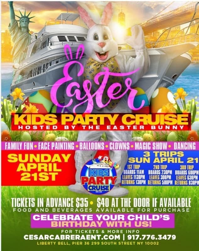 Event - Easter Kids Boat Party Cruise (6:00 PM-8:30 PM) - New York, New York - April 21, 2019 | concert tickets