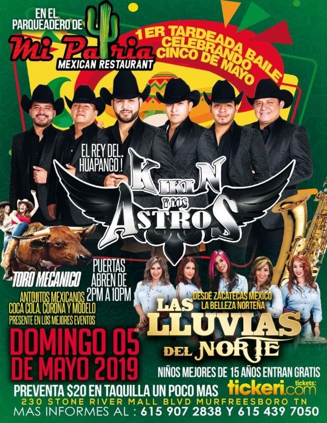 Event - Kikin Y Los Astros & Las Lluvias del Norte en Murfreesboro,TN - Musfreesboro, Tennessee - May 5, 2019 | concert tickets