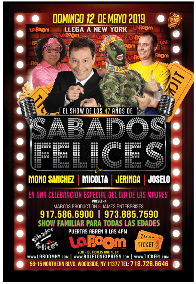 Event - Mono Sanchez, Micolta, Jeringa & Joselo de Sabados Felices en Woodside,NY - Woodside, New York - May 12, 2019 | concert tickets