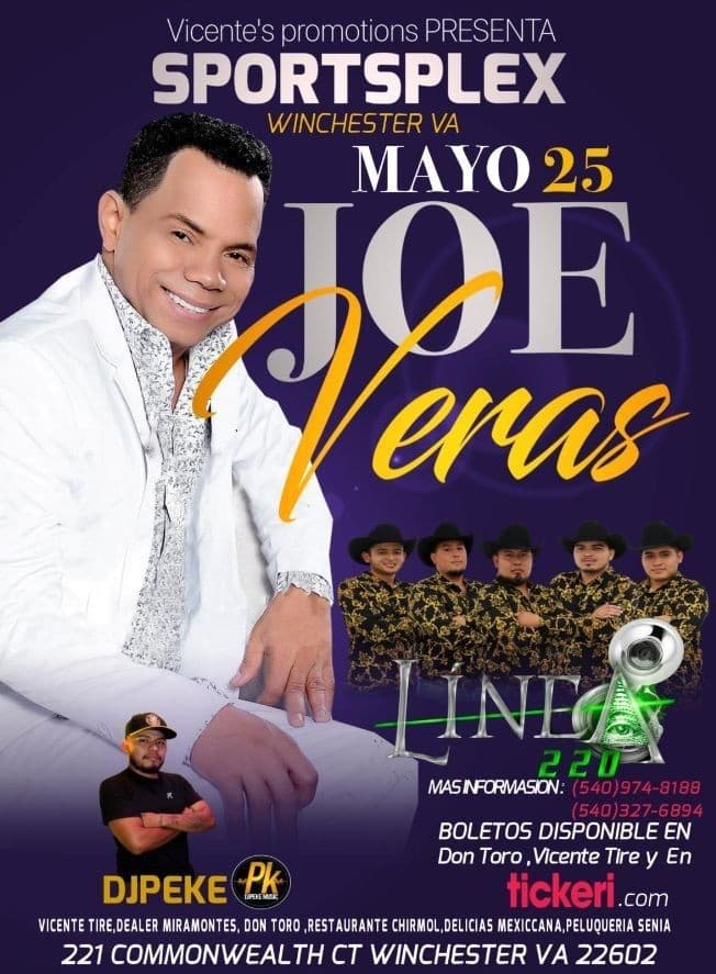 Event - Joe Veras & Line 220 en Winchester,VA - Winchester, Virginia - 25 de mayo de 2019 | concert tickets