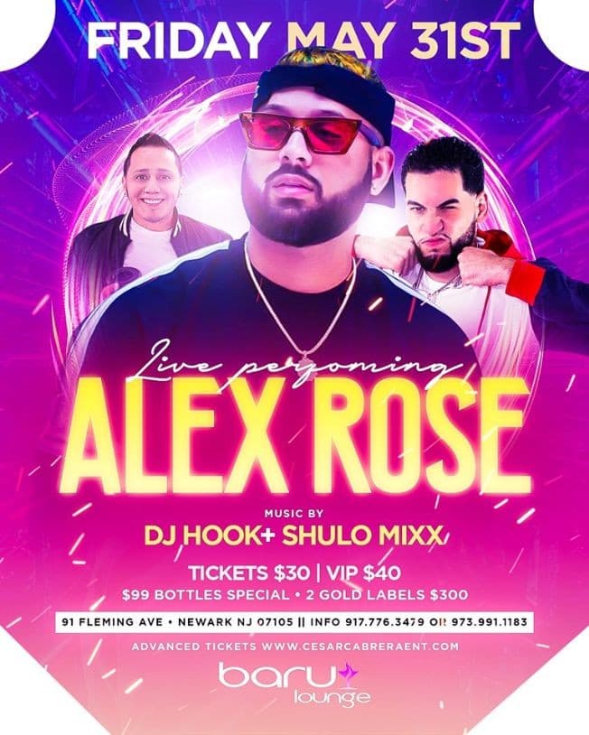 Event - Alex Rose Live At Baru Lounge - Newark, New Jersey - May 31, 2019 | concert tickets