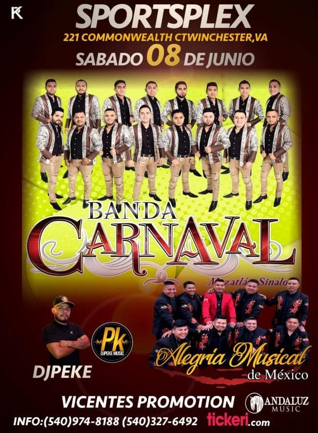 Event - Banda Carnaval y Alegria Musical en Concierto en Winchester,VA - Winchester, Virginia - 8 de junio de 2019 | concert tickets