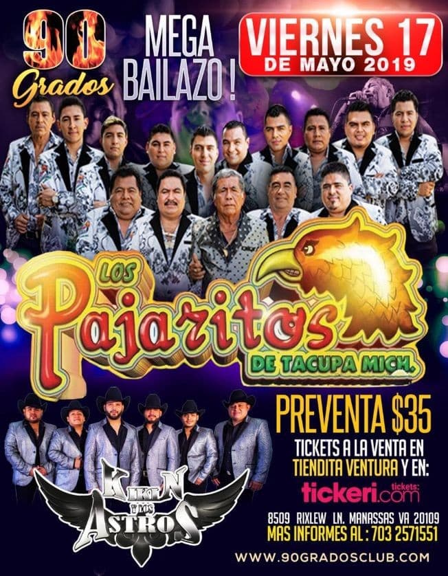 Event - Mega Bailazo con Los Pajaritos de Tacupa y Kikin y Los Astros - Manassas, Virginia - May 17, 2019 | concert tickets