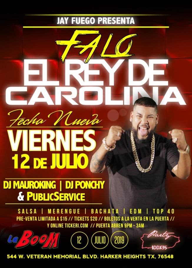 Event - Falo El Rey De Carolina - Harker Heights, Texas - July 12, 2019 | concert tickets