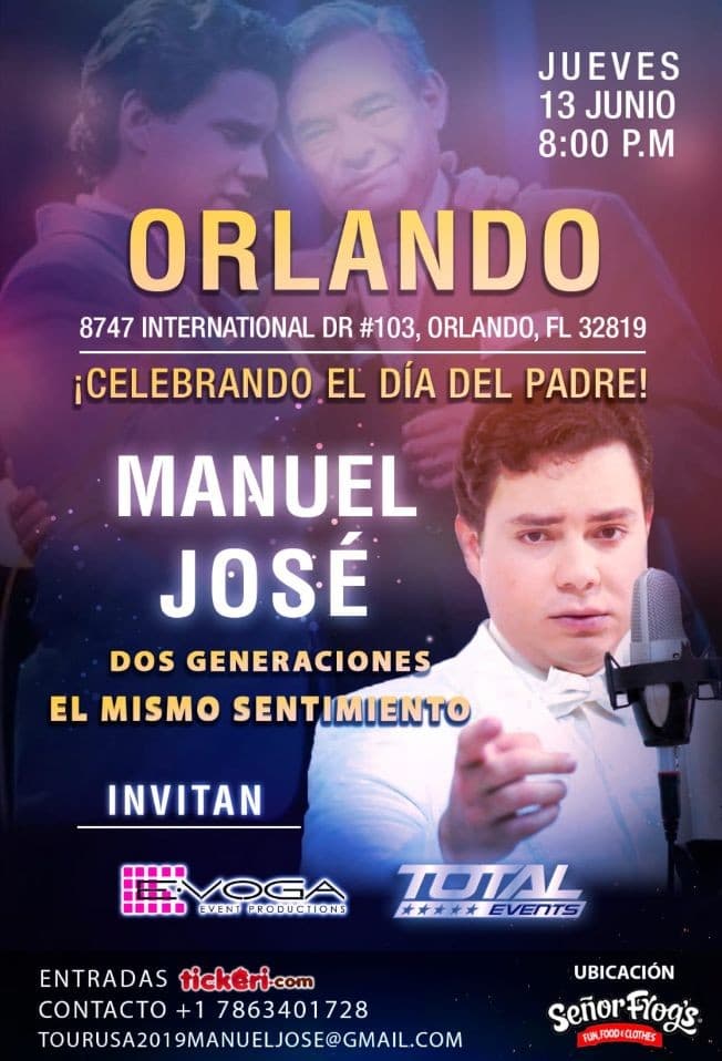 Event - Manuel Jose tour usa 2019 ORLANDO - Orlando, Florida - June 13, 2019 | concert tickets