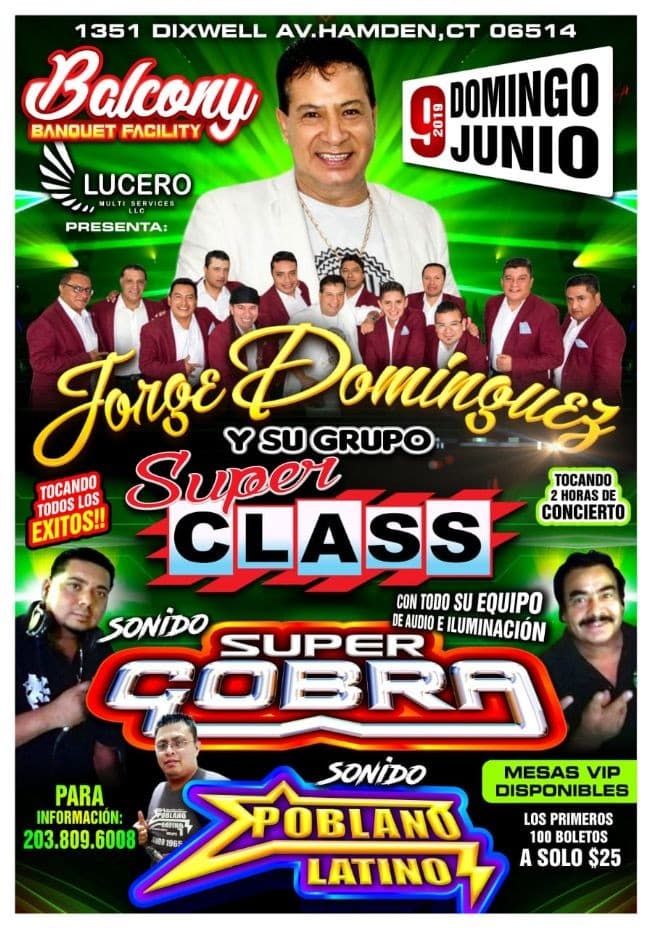 Event - Jorge Dominguez & Su Grupo Super Class en Hamden,CT - Hamden, Connecticut - June 9, 2019 | concert tickets