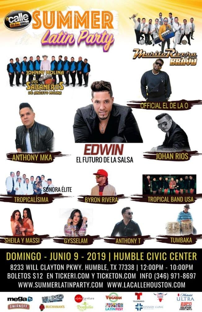 Event - Summer Latin Party with Jhonny Molina & Los Sabanero de Aniceto Molina, Anthony MKA, Edwin El Futuro De La Salsa & Mas en Humble,TX - Humble, Texas - 9 de junio de 2019 | concert tickets