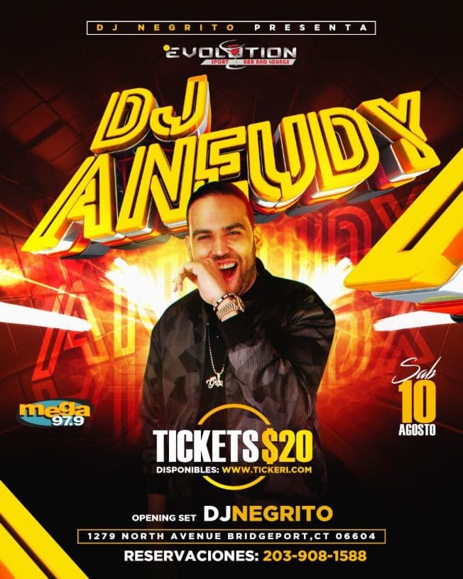Event - MEGA 97.9 DJ ANEUDY @EVOLUTIONSPORTBAR - Bridgeport, Connecticut - 10 de agosto de 2019 | concert tickets