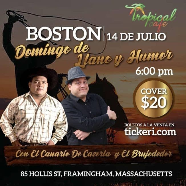 Event - Domingo de Llano y Humor con El Canario de Cazorla y El Brujodedor en Framingham,MA - Framingham, Massachusetts - 14 de julio de 2019 | concert tickets