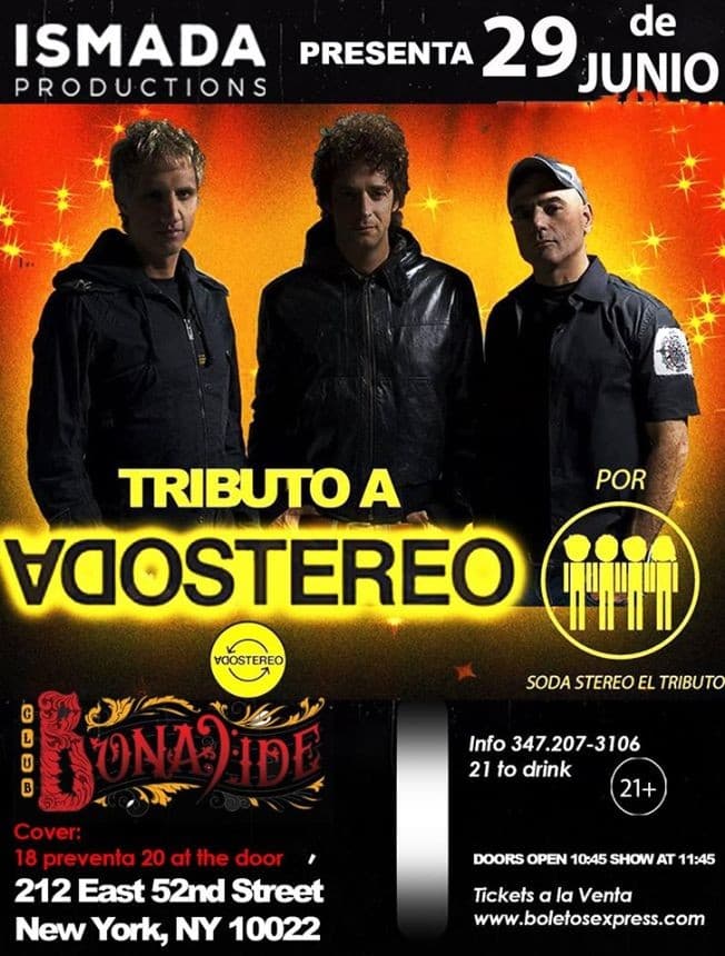 Event - Tributo a Soda Stereo - New York, New York - 29 de junio de 2019 | concert tickets