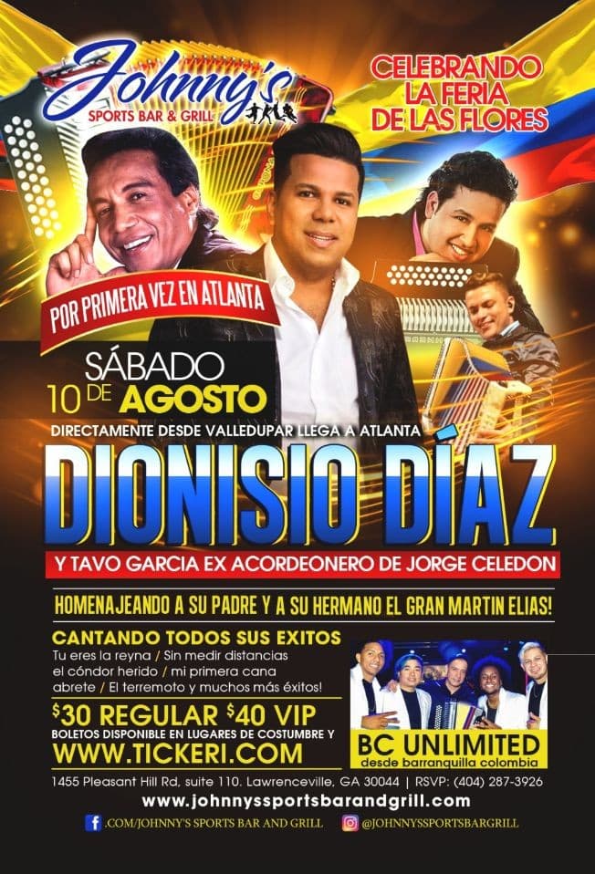 Event - Celebrando ”La Feria de las Flores”Diomedez Dionisio Díaz homenajeando a Su padre Diomedez Díaz y a Martin Elias - Lawrenceville, Georgia - August 10, 2019 | concert tickets